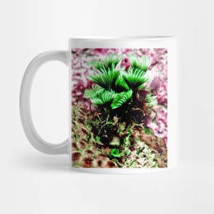 Pink and Green Social Feather Duster Worm Mug